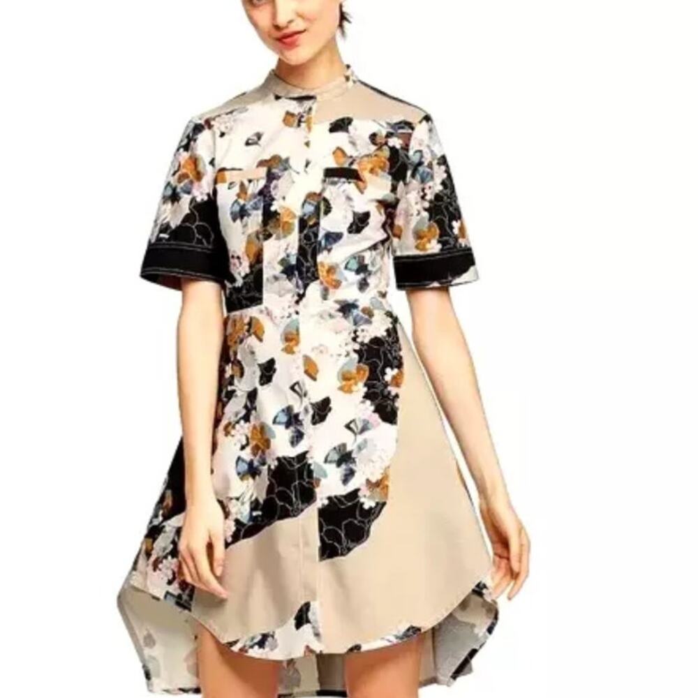 3.1 Phillip Lim Floral Print Mini Dress in Cream, Black, Gold